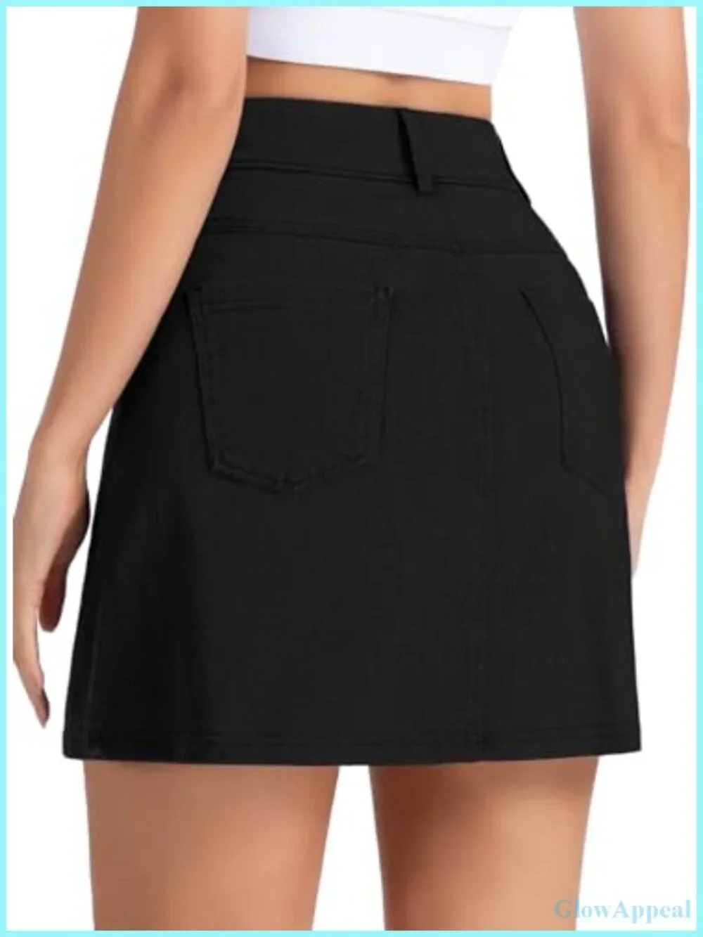Denim Skort with Built-in Shorts, Side Split, Slim Fit, Size 4 Real Pockets